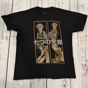 Seven Deadly Sins Manga Panel Graphic Tee XL Black Anime Japanese Cotton Shirt